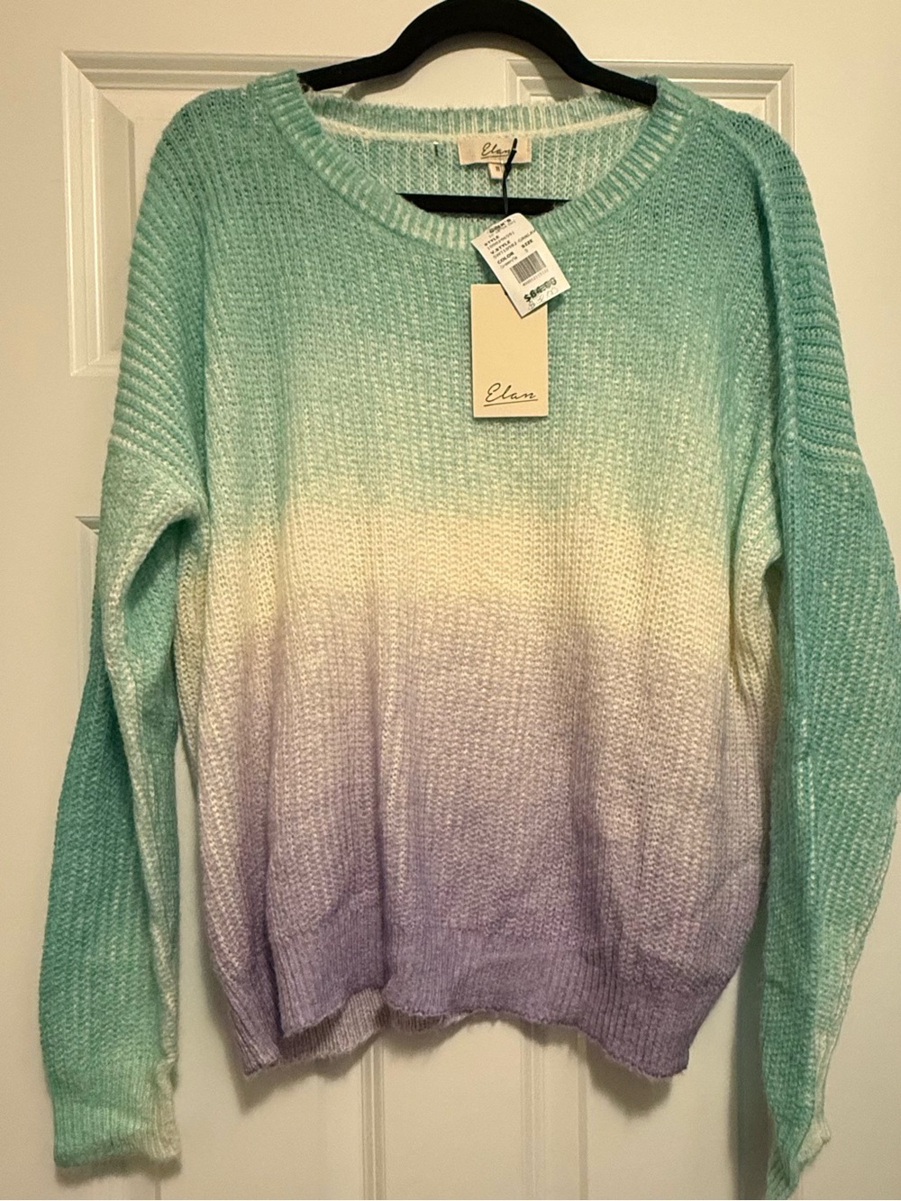 NWT Elan Ombre Mint Green to Lavender Crewneck Sweater